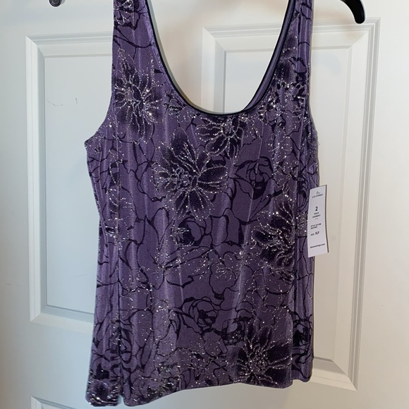 NWT ⭐️Alex Evenings jone button jacket  & tank, floral pattern w/glitter accent - Picture 5 of 9